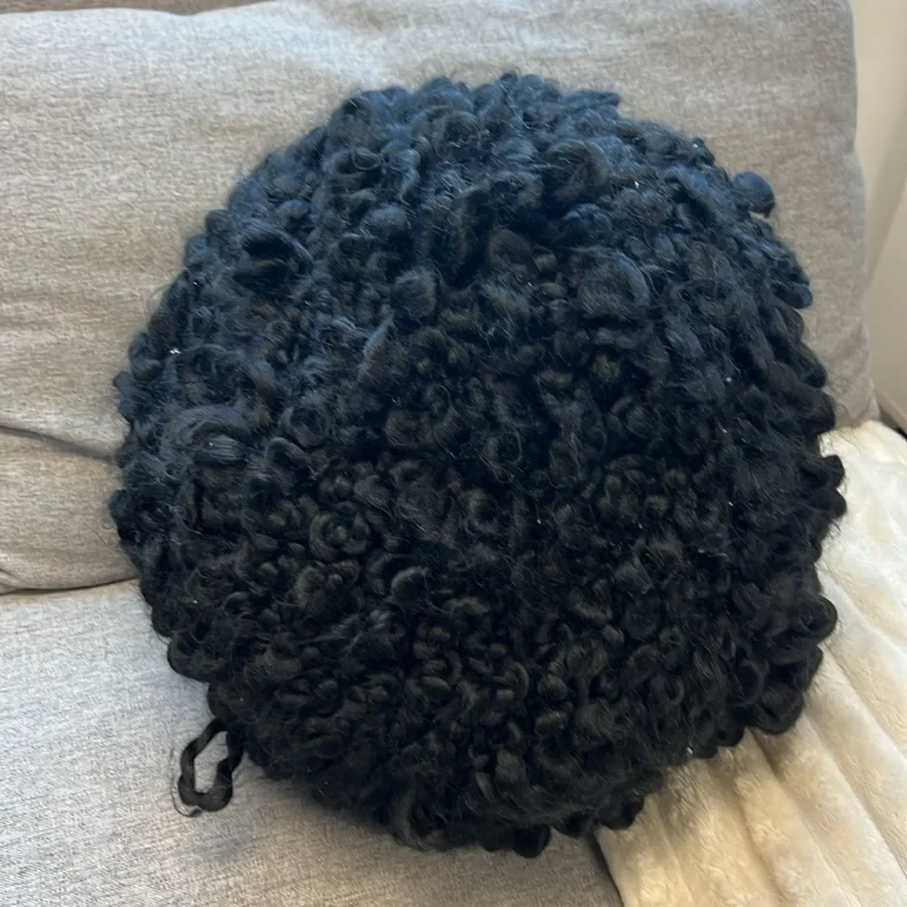Anthropologie Lottie Pillow Sphere Large Round Black Chunky Knit Pillow 12”